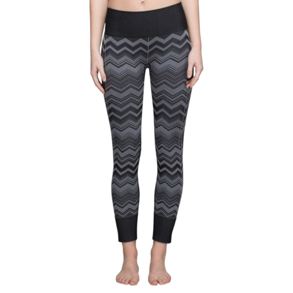 Lululemon Ebb To Street Pants Leggings Grey Black Chevron Heathered Slate